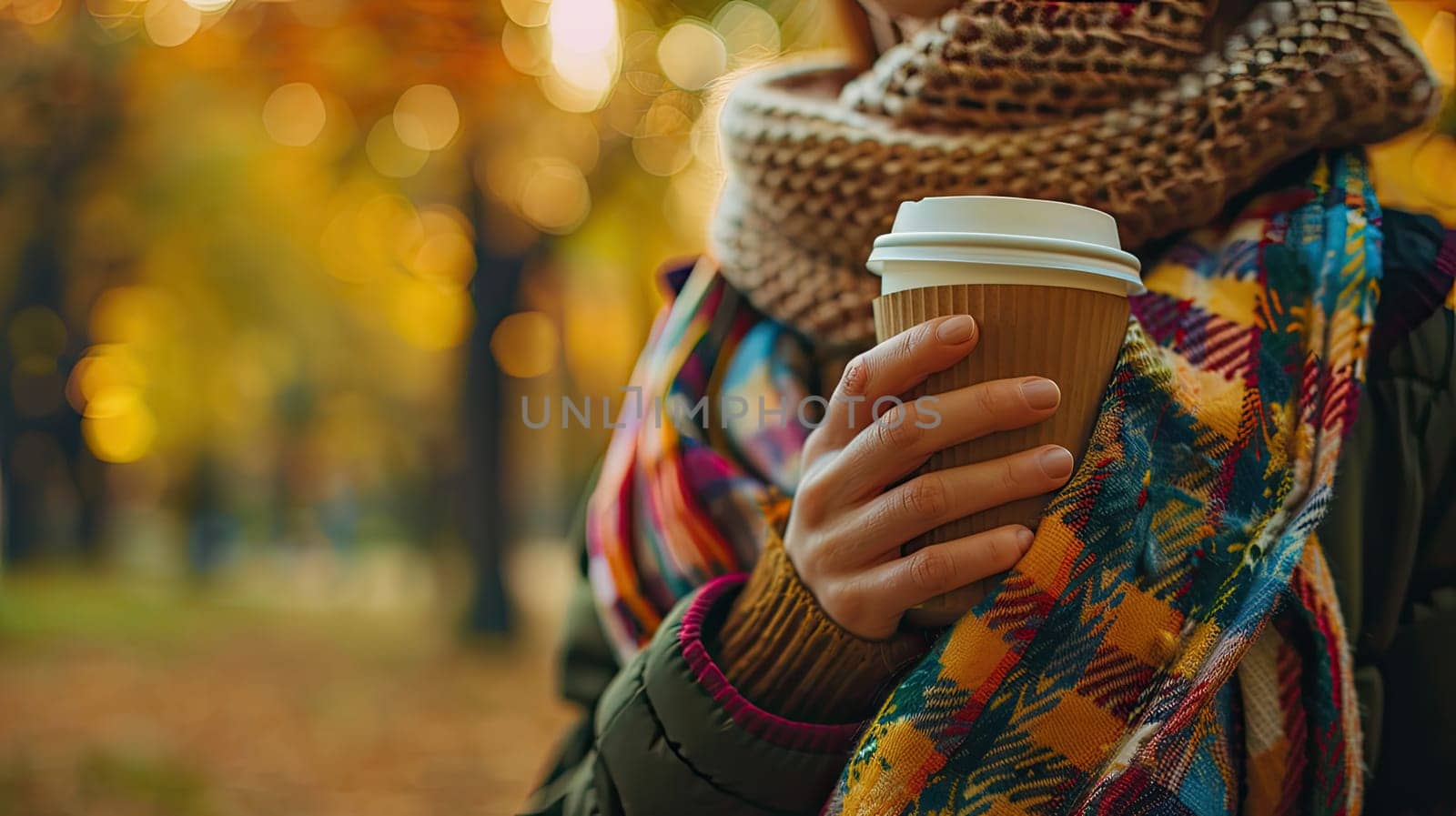 A glass of coffee in a woman's hand in the park. Selective focus. nature.