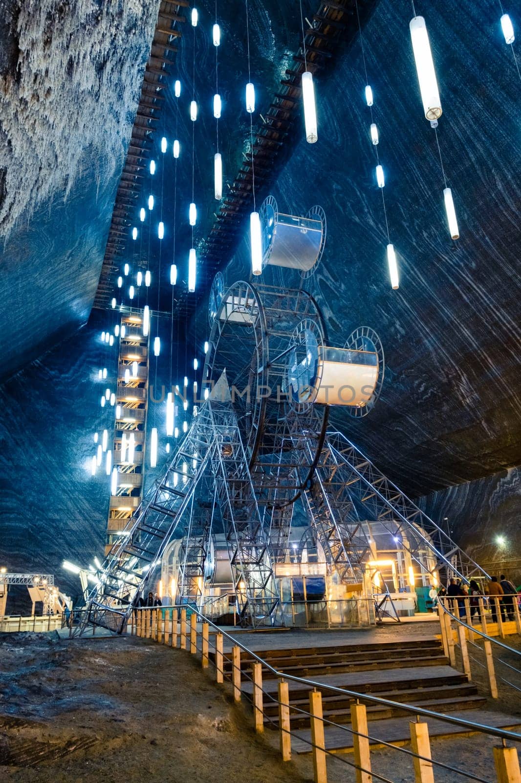 Turda, Romania - 27 November 2019: Popular touristic salt mine Salina Turda in Romania