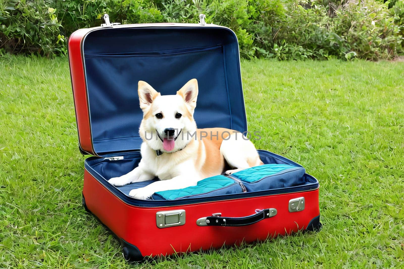 A curious dog perched on an open suitcase, ready for adventure during a vacation getaway