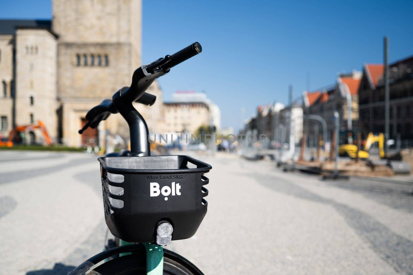Poznan, Poland - 07 July 2023: Bolt Company Urban Rental Bicycle Is On The Street