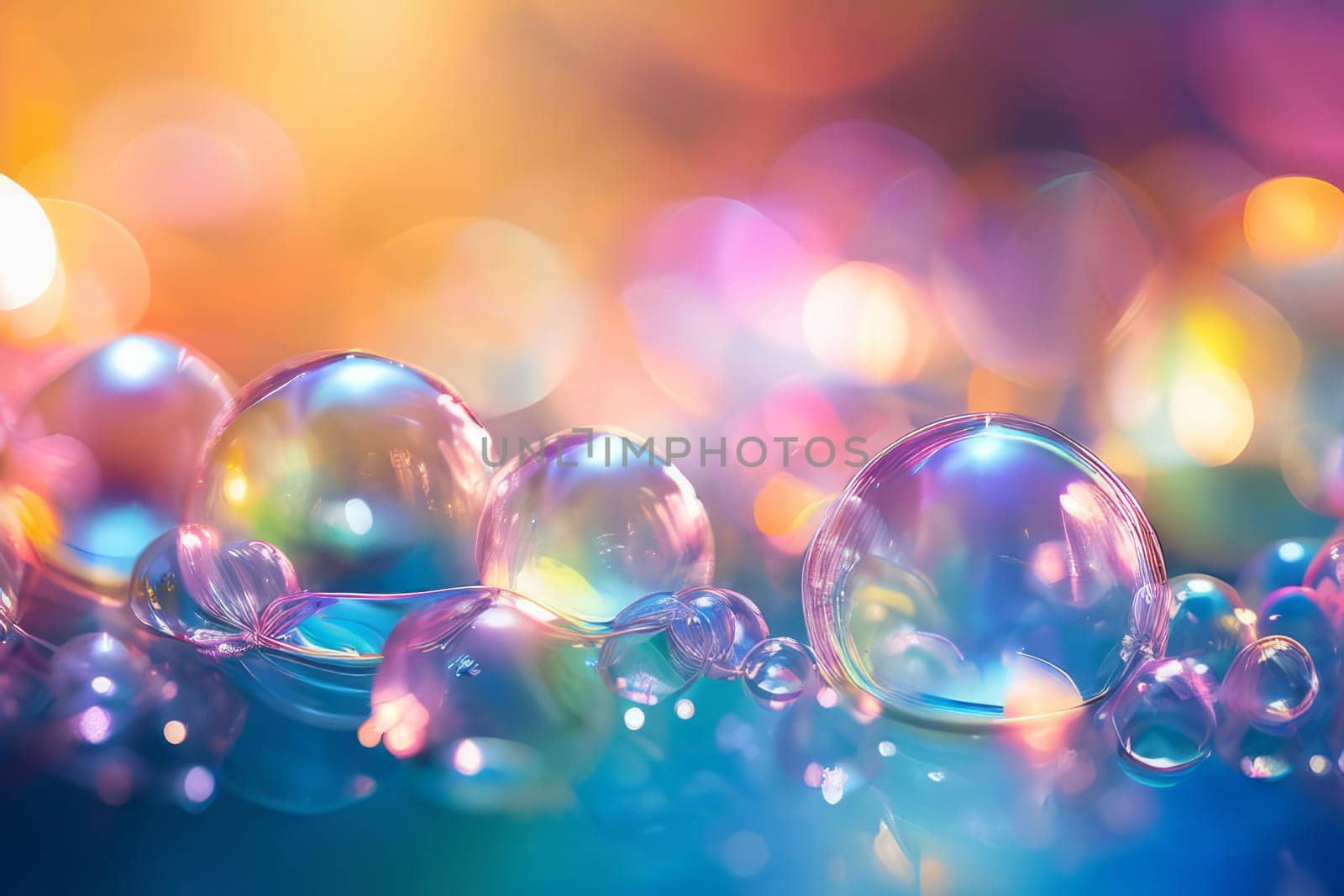 Playful abstract background with bubbles and colorful shimmering