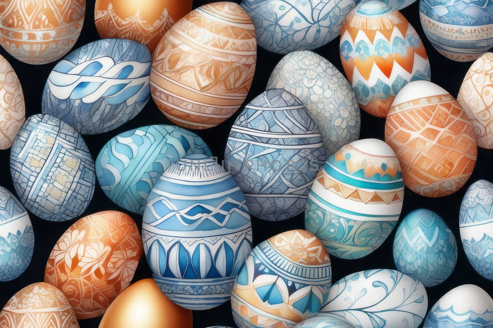 Festive spirit with a doodle-style finesse. Easter eggs in watercolor style