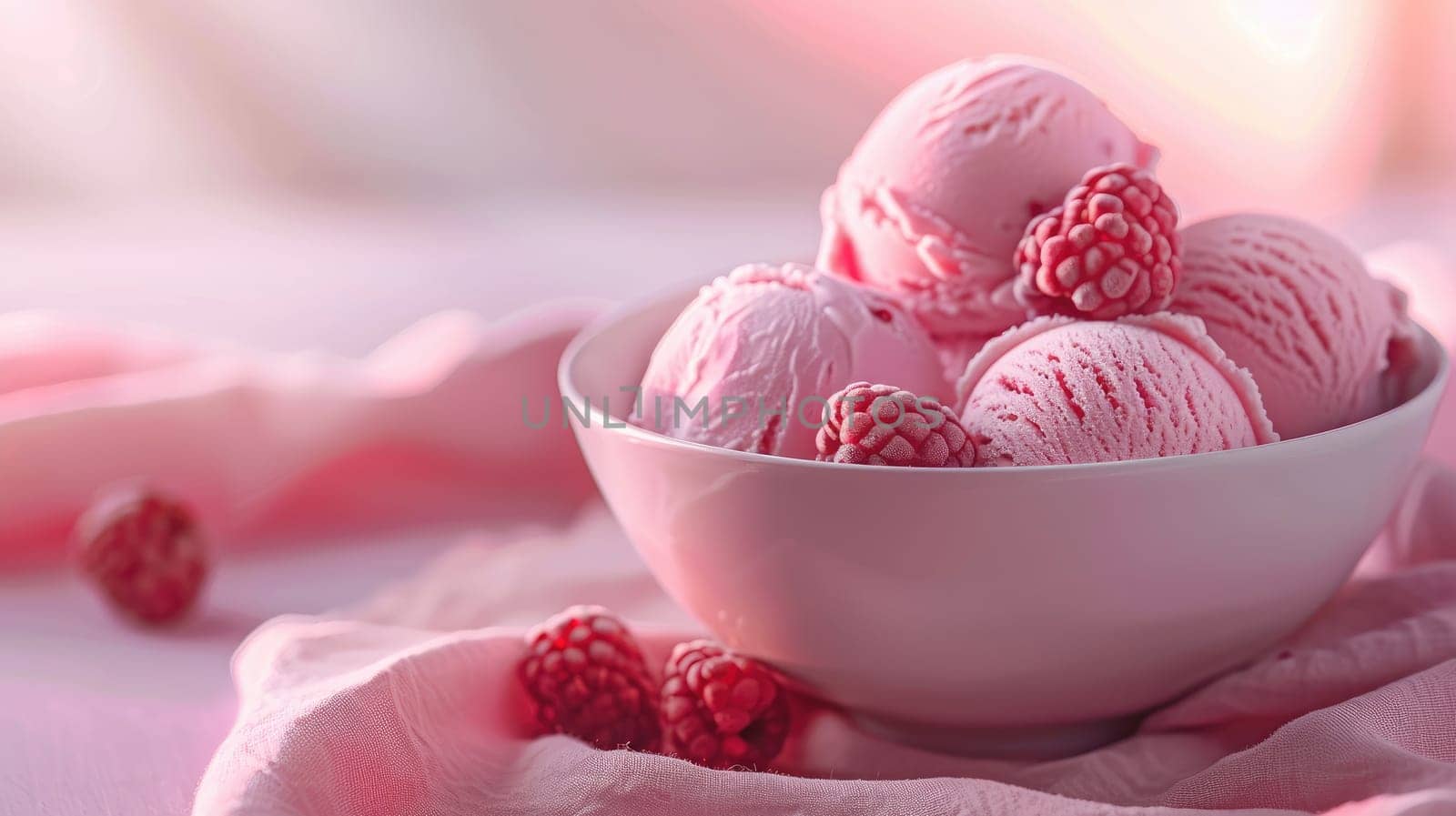 Tasty sweet Ice cream with mixed berry, Pastel colors ice cream banner background template with copy space.