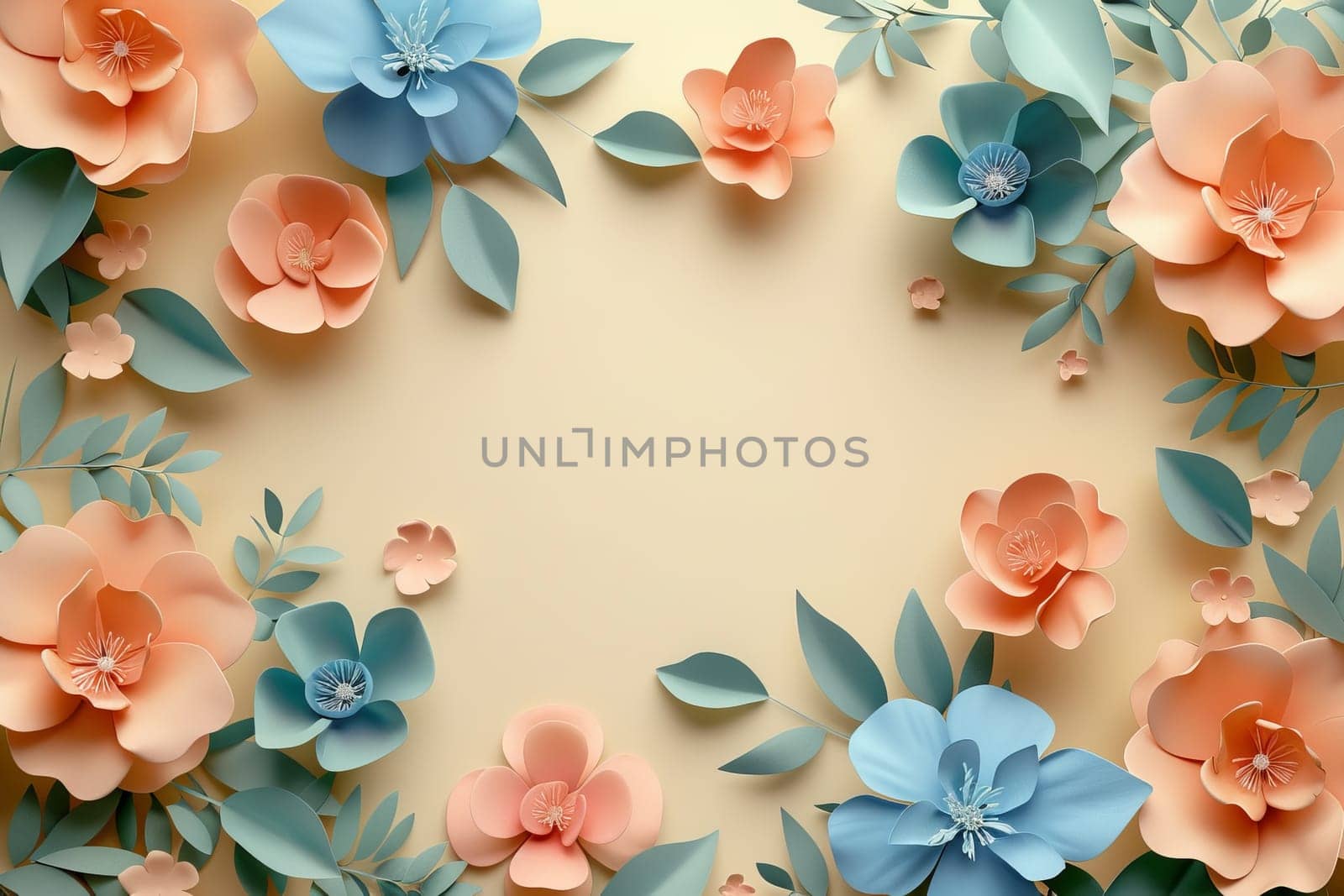 A colorful paper flower arrangement with a yellow background. The flowers are arranged in a way that they look like they are blooming, and the colors are bright and cheerful