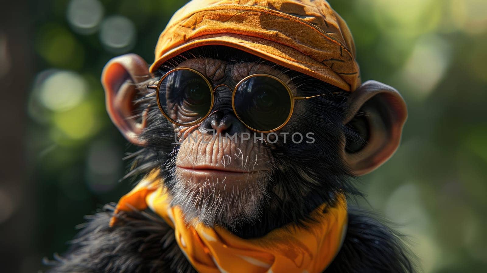 A stylish monkey wearing sunglasses and summer suit, animal funny pop art, A monkey in summer clothes.