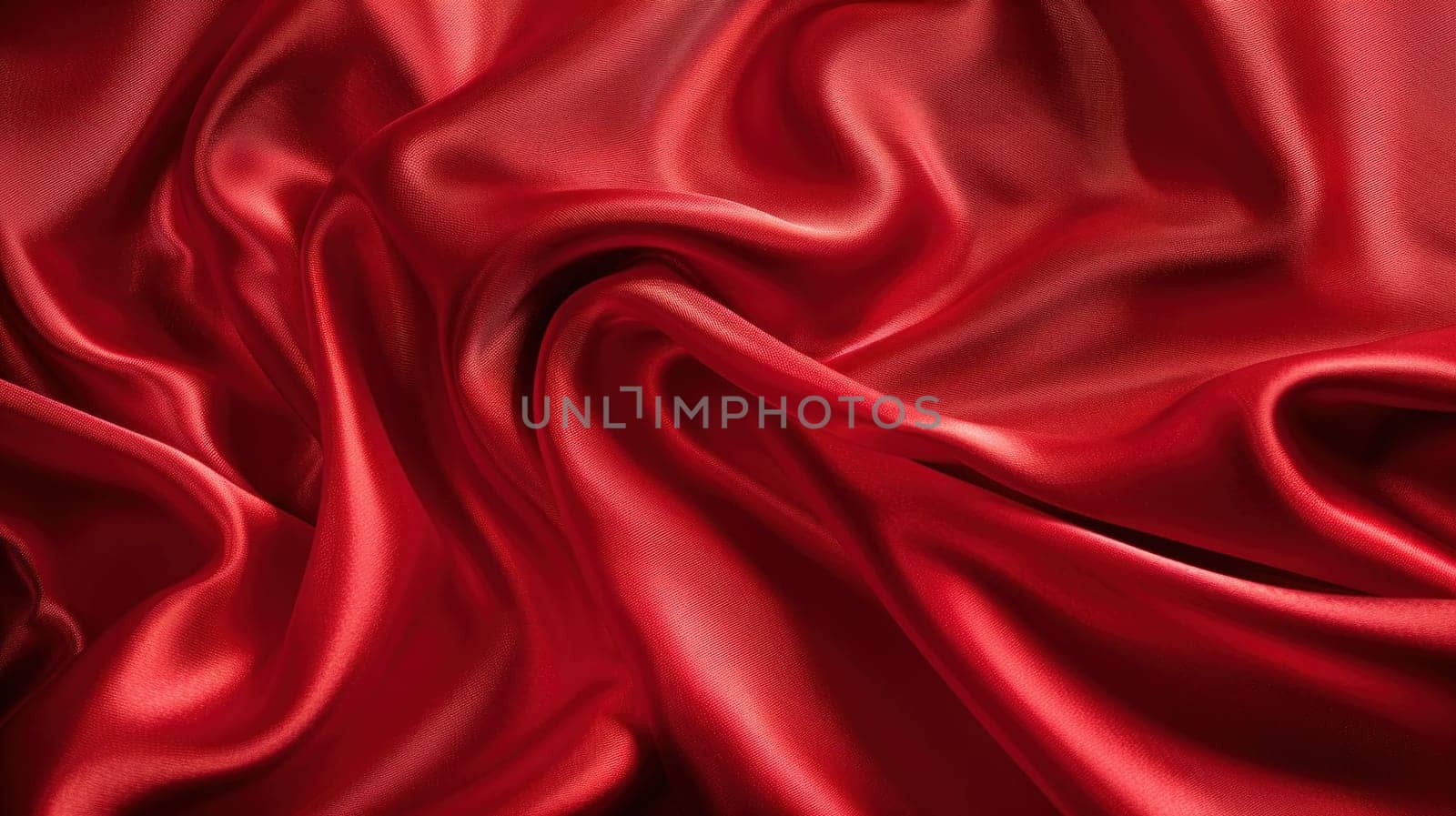 Elegant red satin fabric with beautiful folds for fashion and beauty design concept