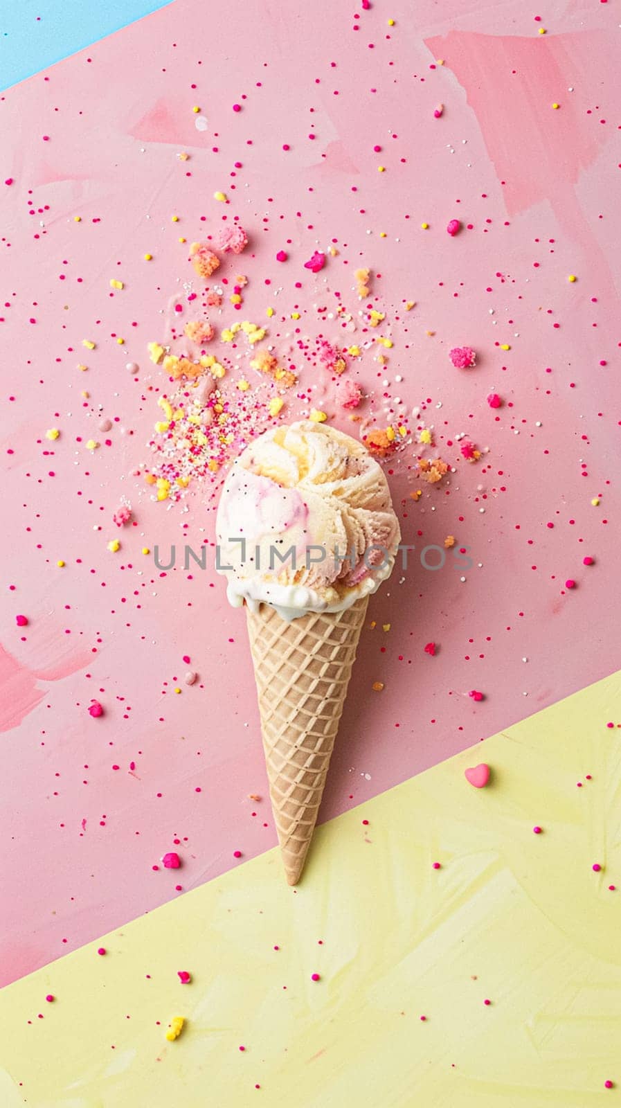 Ice cream colourful summer treat, sweet dessert in summertime, holiday food idea