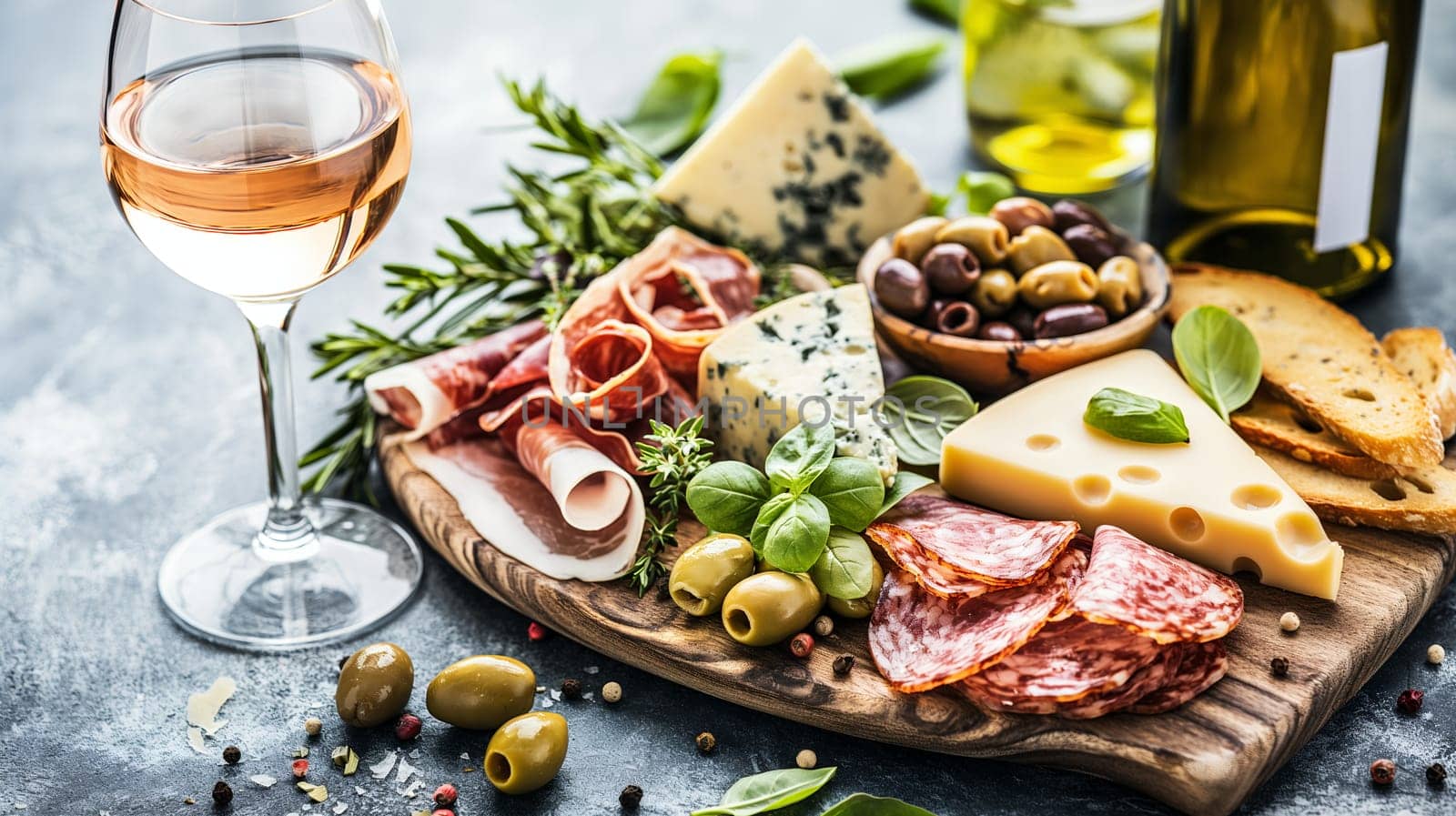 Assorted Foods Displayed on Wooden Board by chrisroll