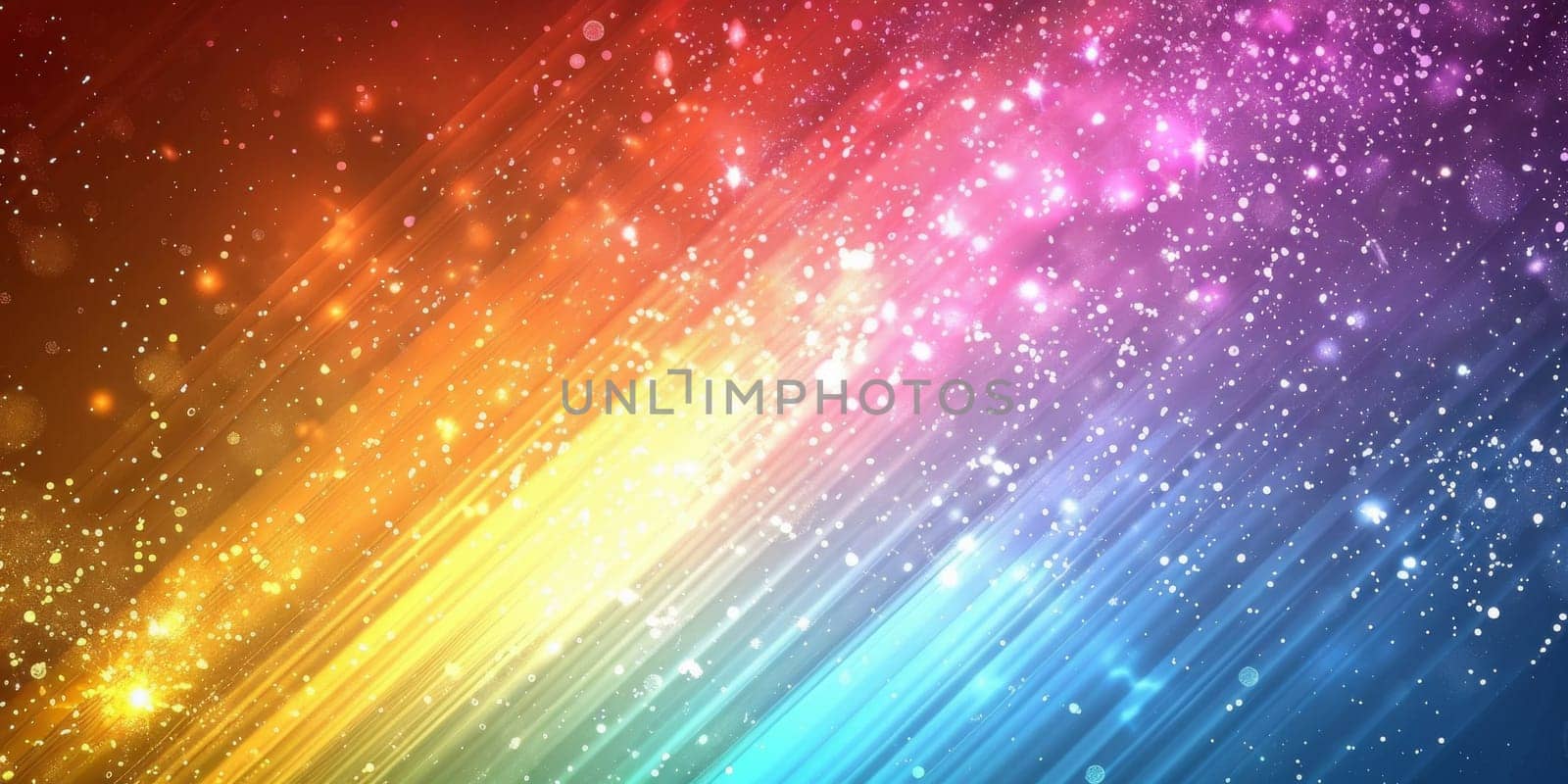A colorful, multi-colored light display with a rainbow effect. The colors are bright and vibrant, creating a sense of energy and excitement. The image is likely meant to evoke feelings of joy