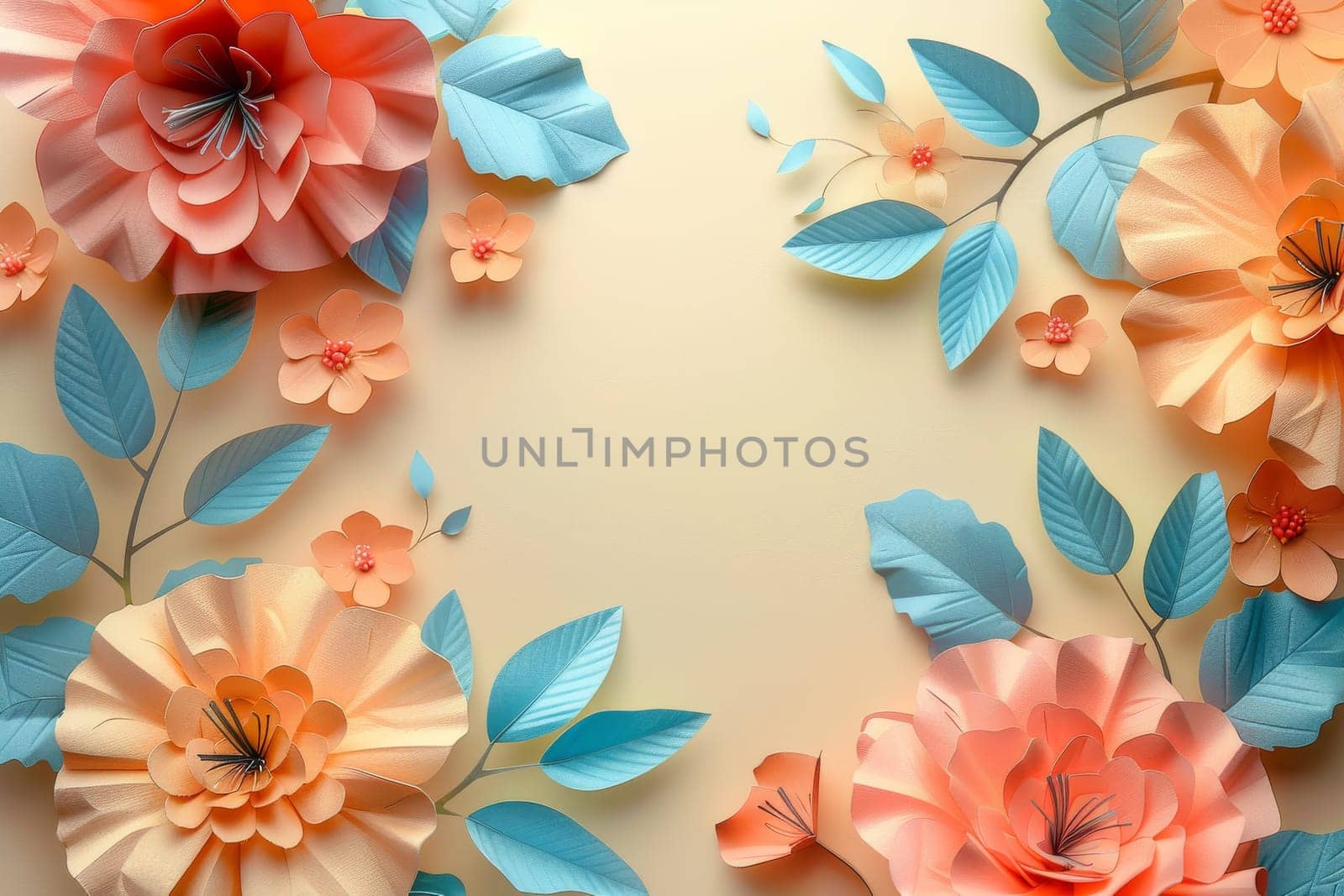 A colorful paper flower arrangement with a yellow background. The flowers are arranged in a way that they look like they are blooming, and the colors are bright and cheerful