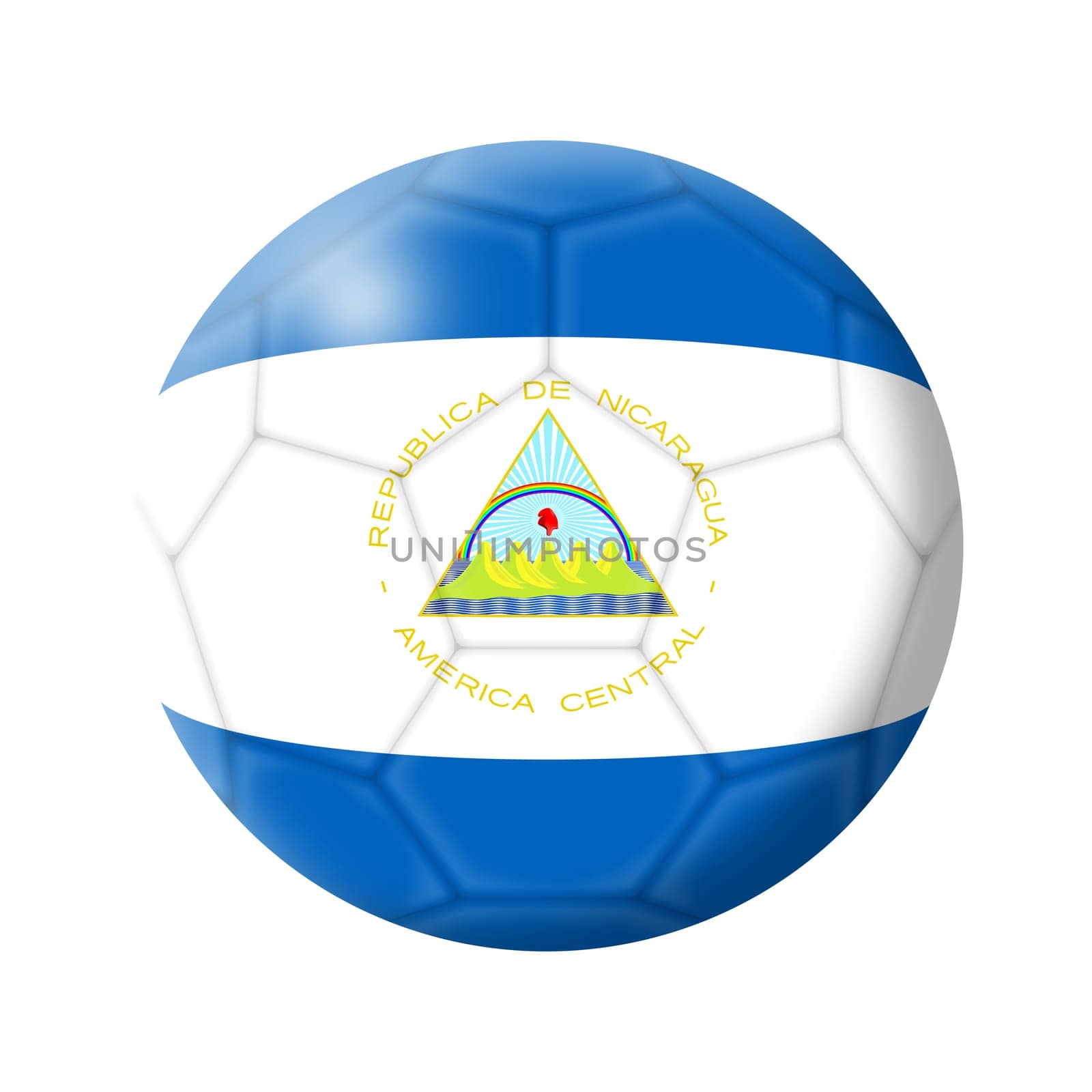 A Nicaragua soccer ball football 3d illustration isolated on white with clipping path