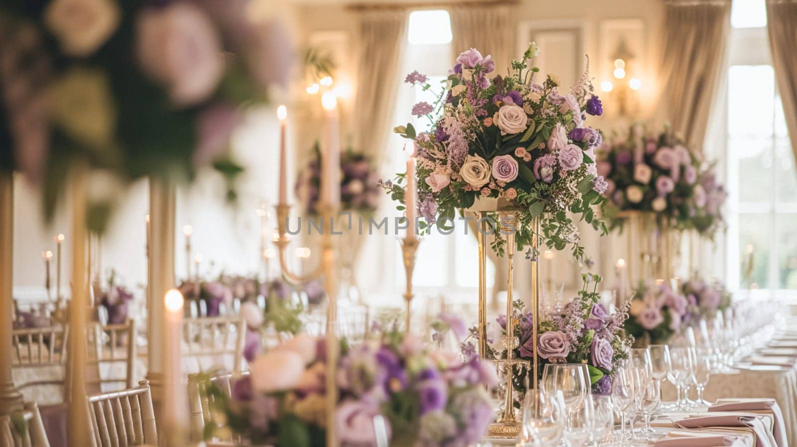 Wedding decor with lavender theme, floral decoration design and beautiful decor setting arrangement idea