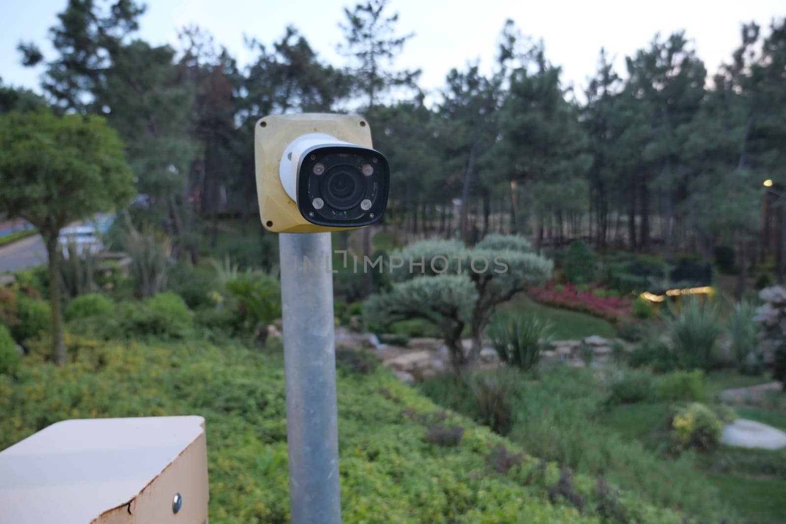 CCTV security camera operating outdoor ,