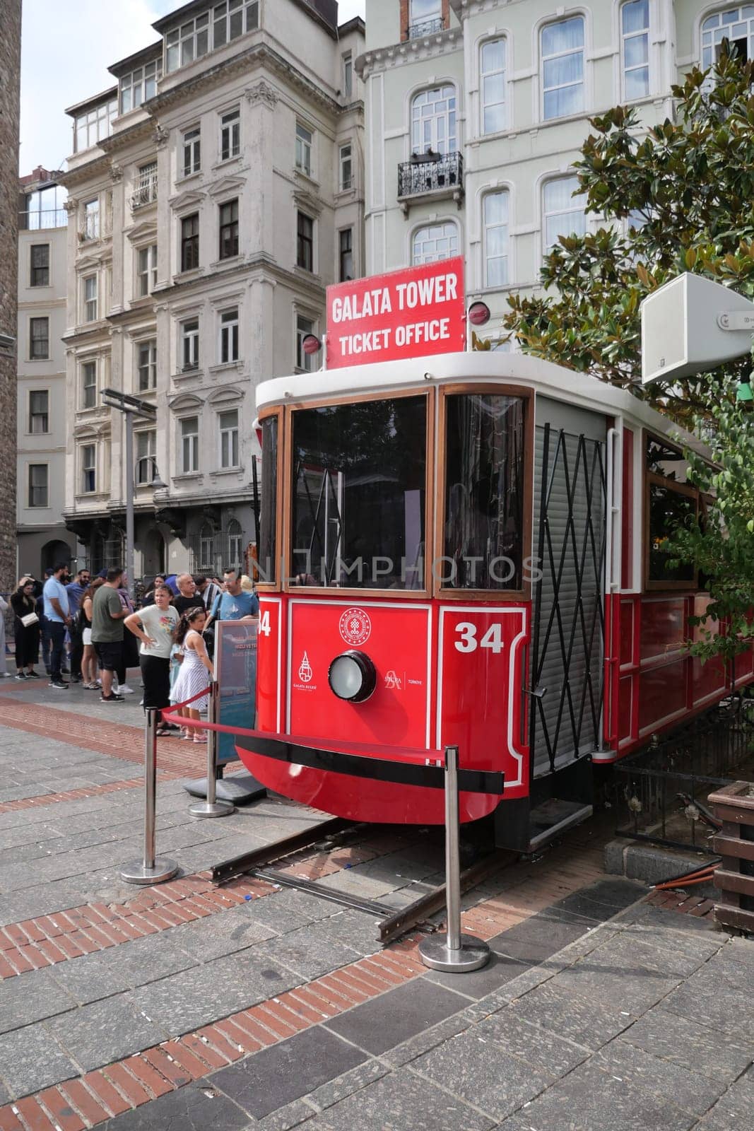 turkey Istanbul 12 may 2023. Nostalgic red tram in Taksim Square.