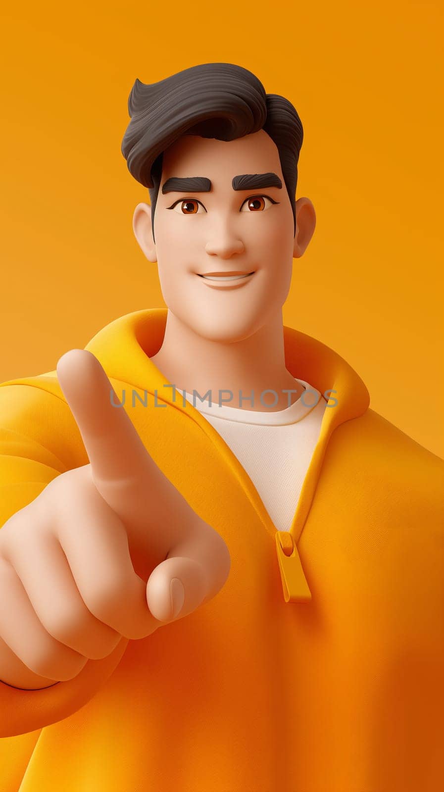 Cheerful Animated Character in Orange With a Friendly Gesture by chrisroll