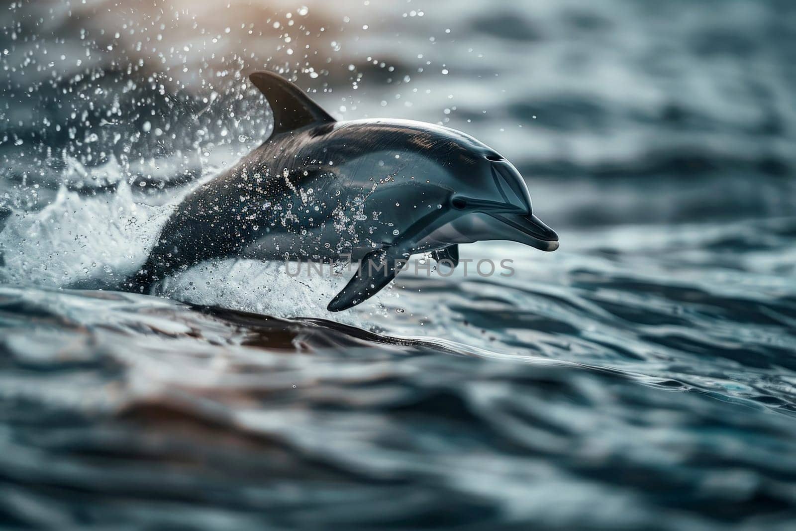 a dolphin is jumping out of the water . generative ai.