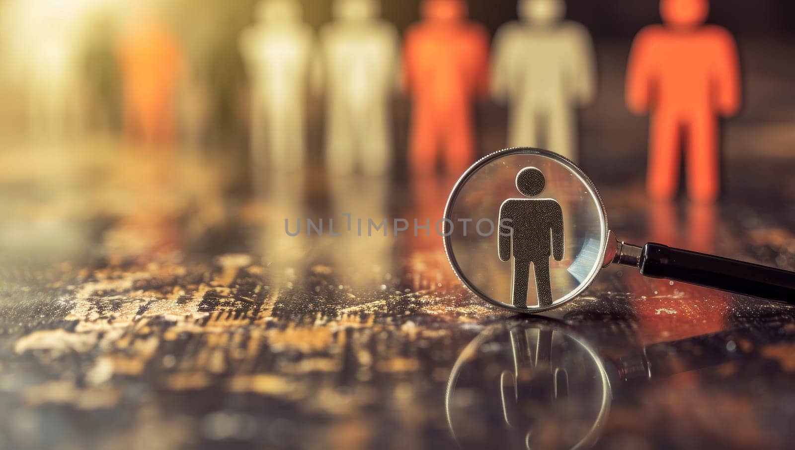 Magnifying Glass Focusing on a Human Figure