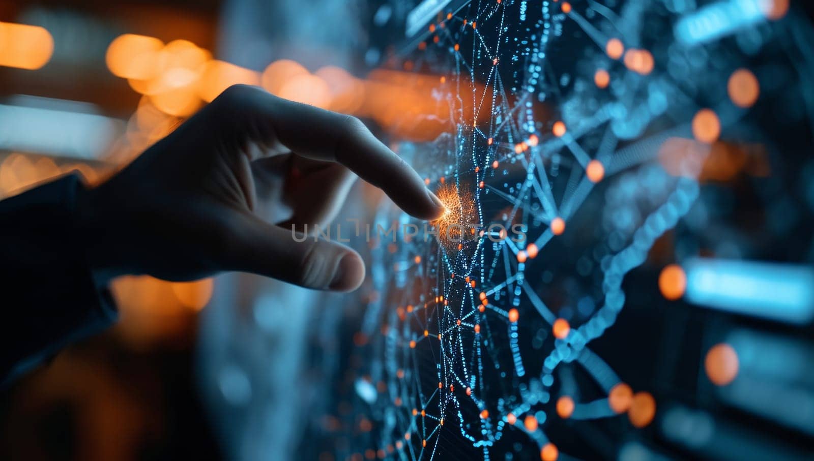 hand interacting with a virtual technology interface