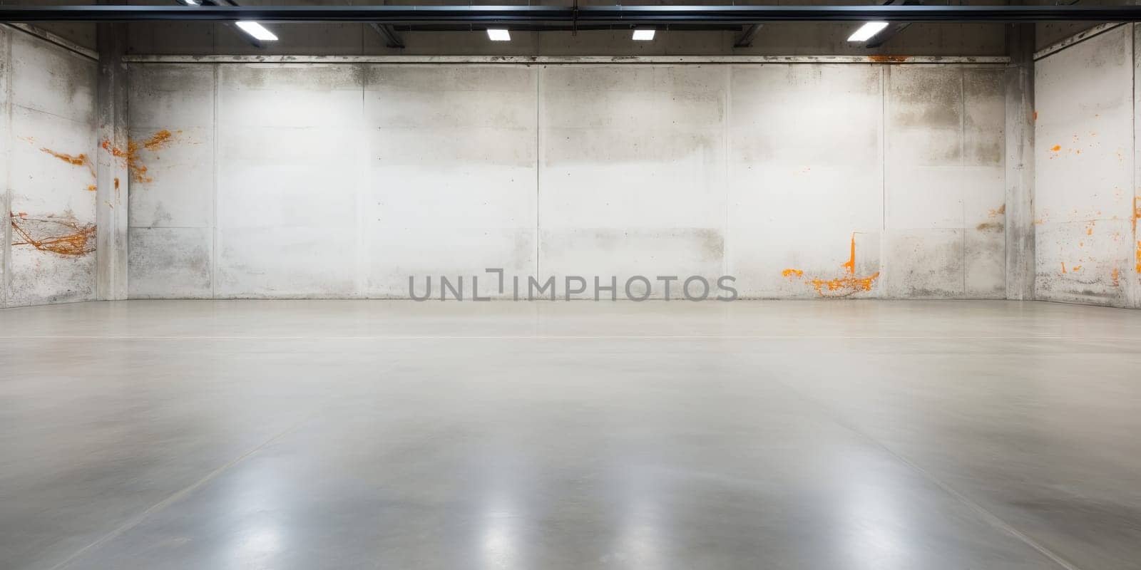 Empty warehouse with concrete wall and floor, abstract background