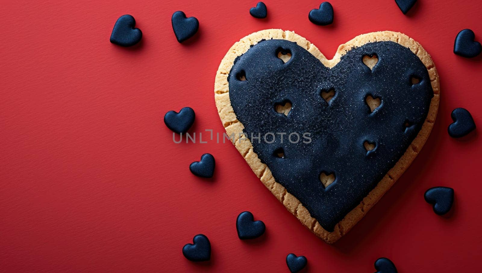 Valentine's Day heart-shaped cookies on a red background