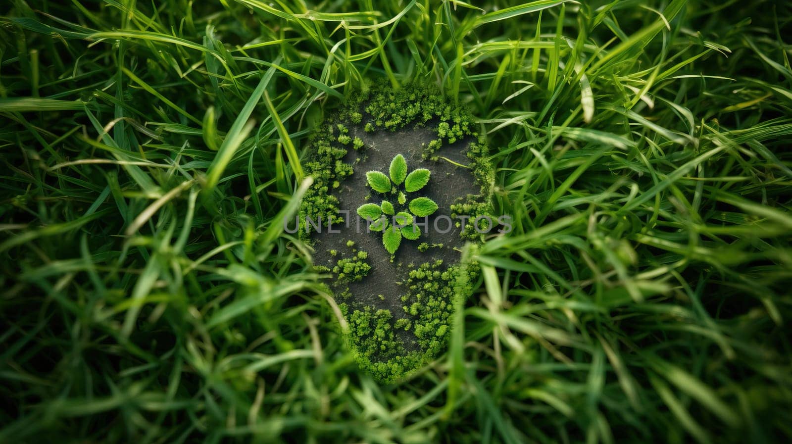 Green sprout in the grass. Concept of new life, nature and ecology.