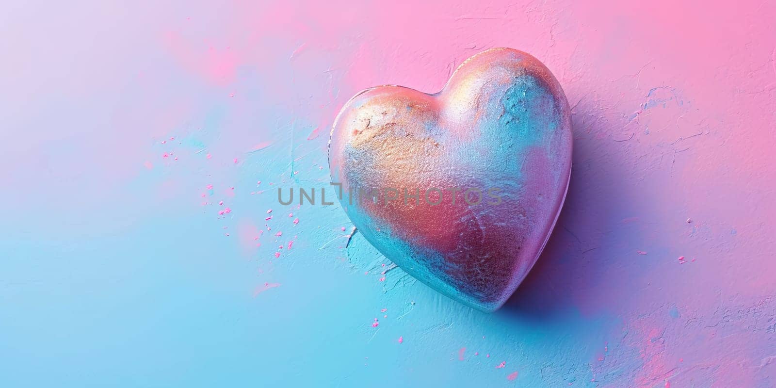 Valentine's day background. Iridescent Heart on a Vibrant Background