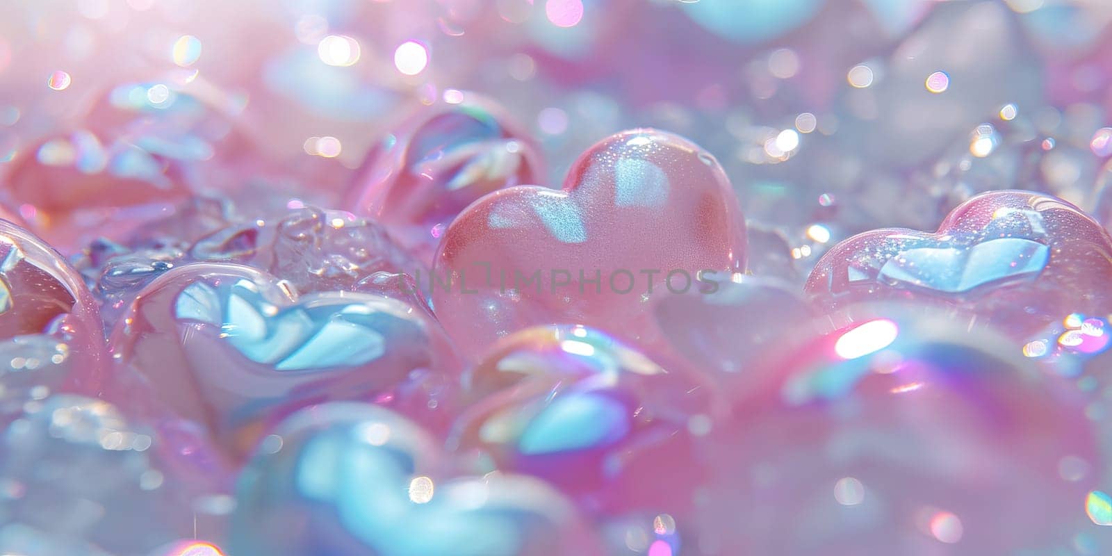 Close Up of Iridescent Heart Shaped Beads by ailike