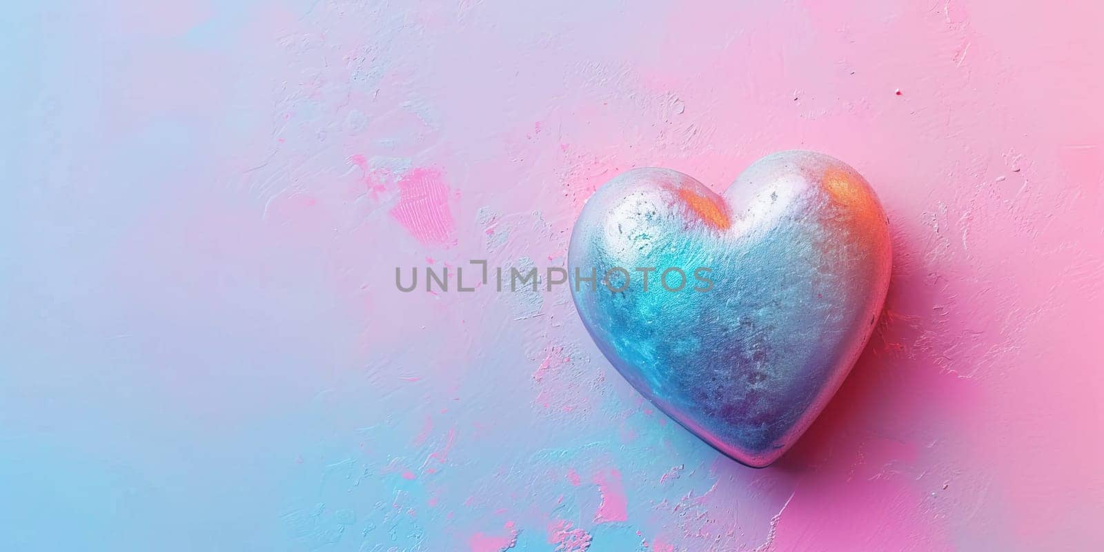 Valentine's Day background. Blue heart on pink background. by ailike