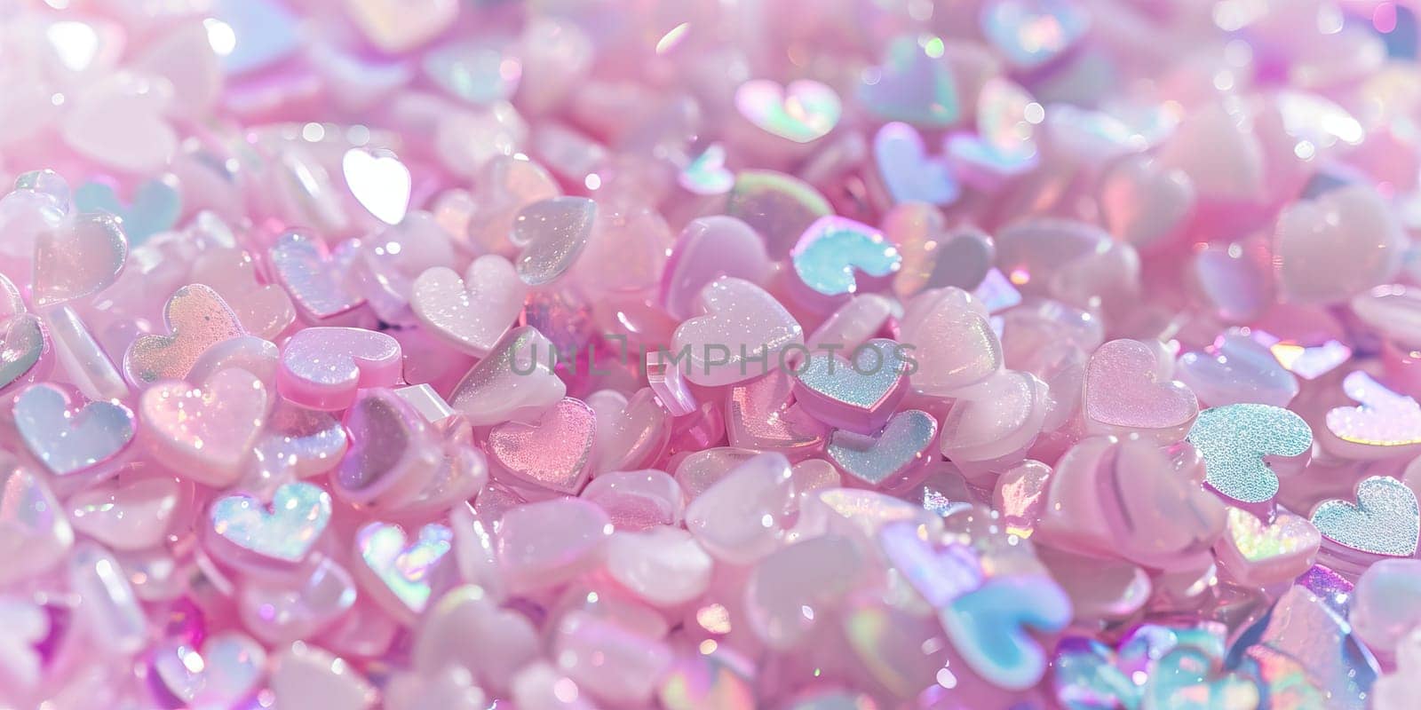 Pink and blue hearts confetti background. Valentine's Day background.