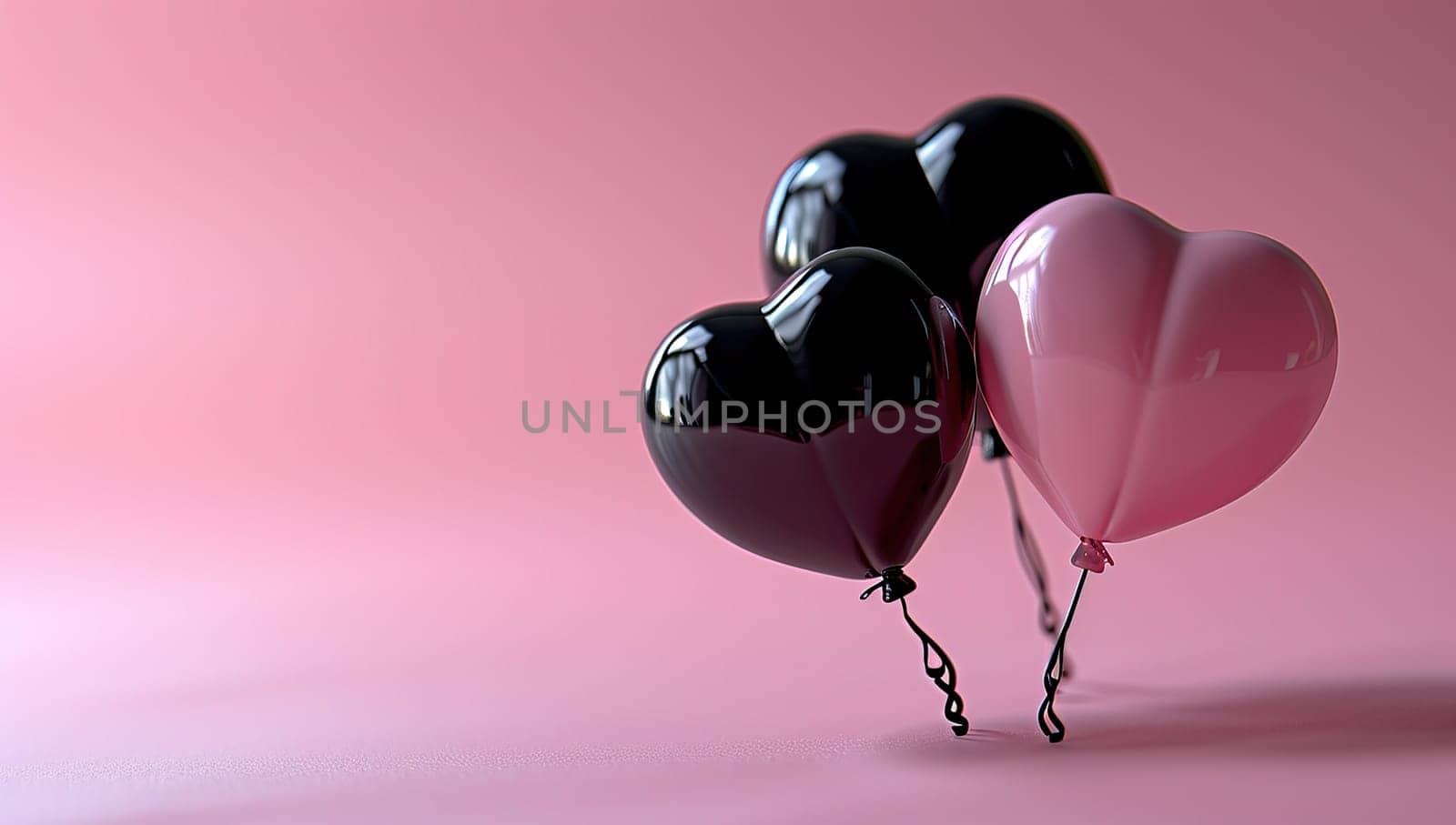 Heart Shaped Balloons on Pink Background