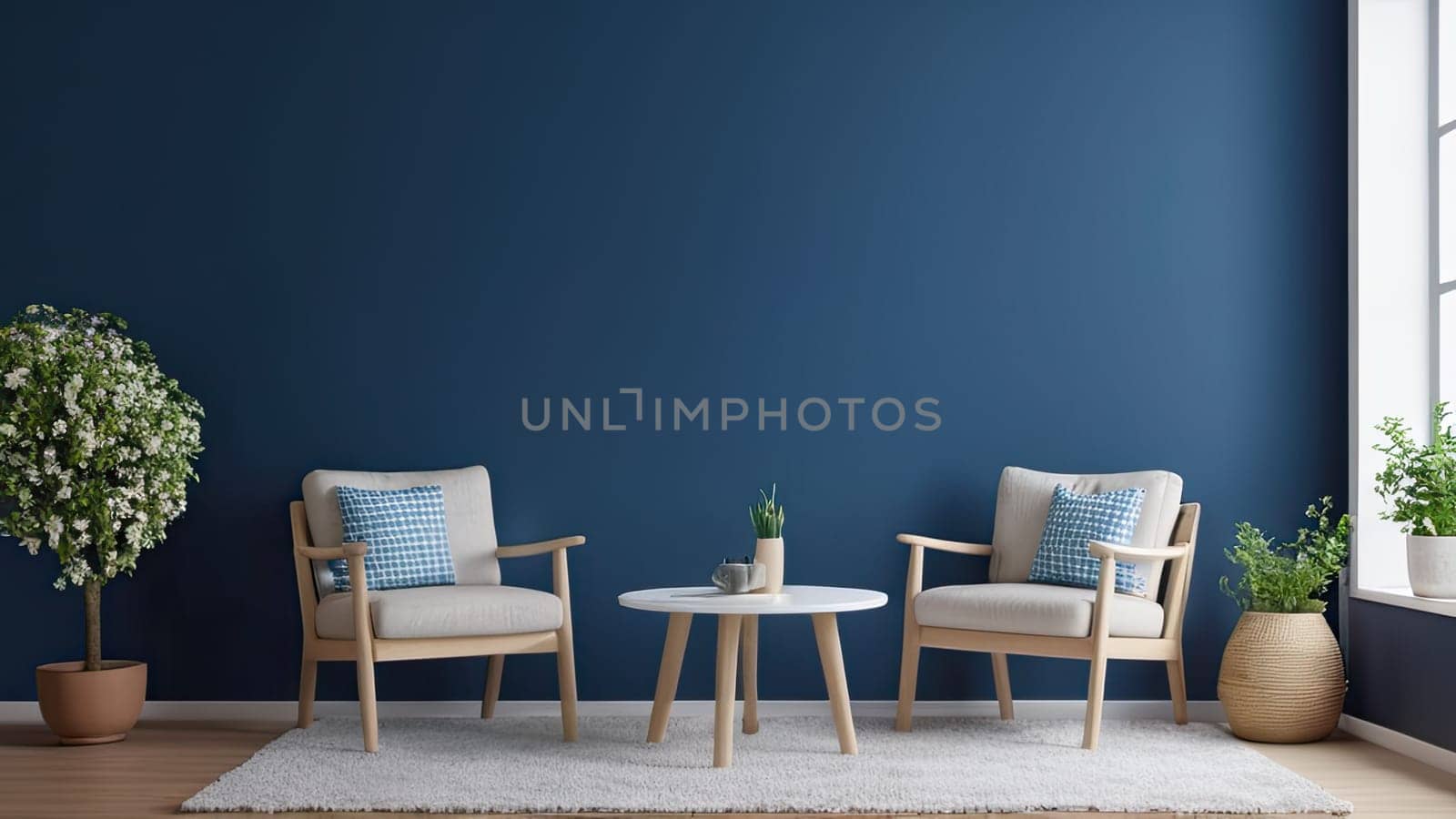 A living room with two chairs placed opposite each other, with a table in the center.