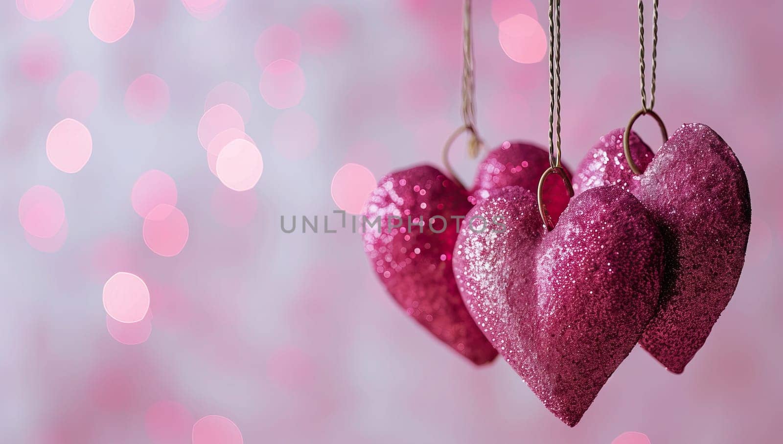 Valentine's day background with hearts on bokeh background