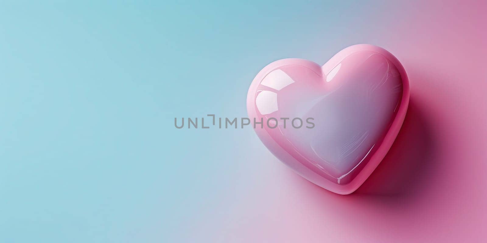 Pink heart on a blue pink gradient background by ailike