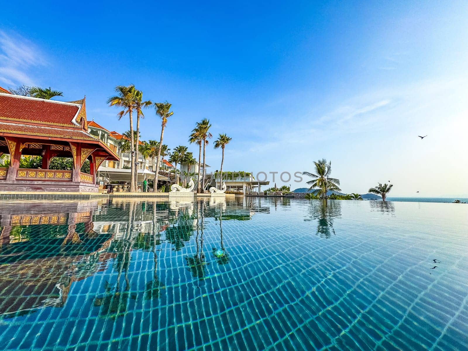 View of resort in Cape Panwa beach in Phuket, Thailand, south east asia