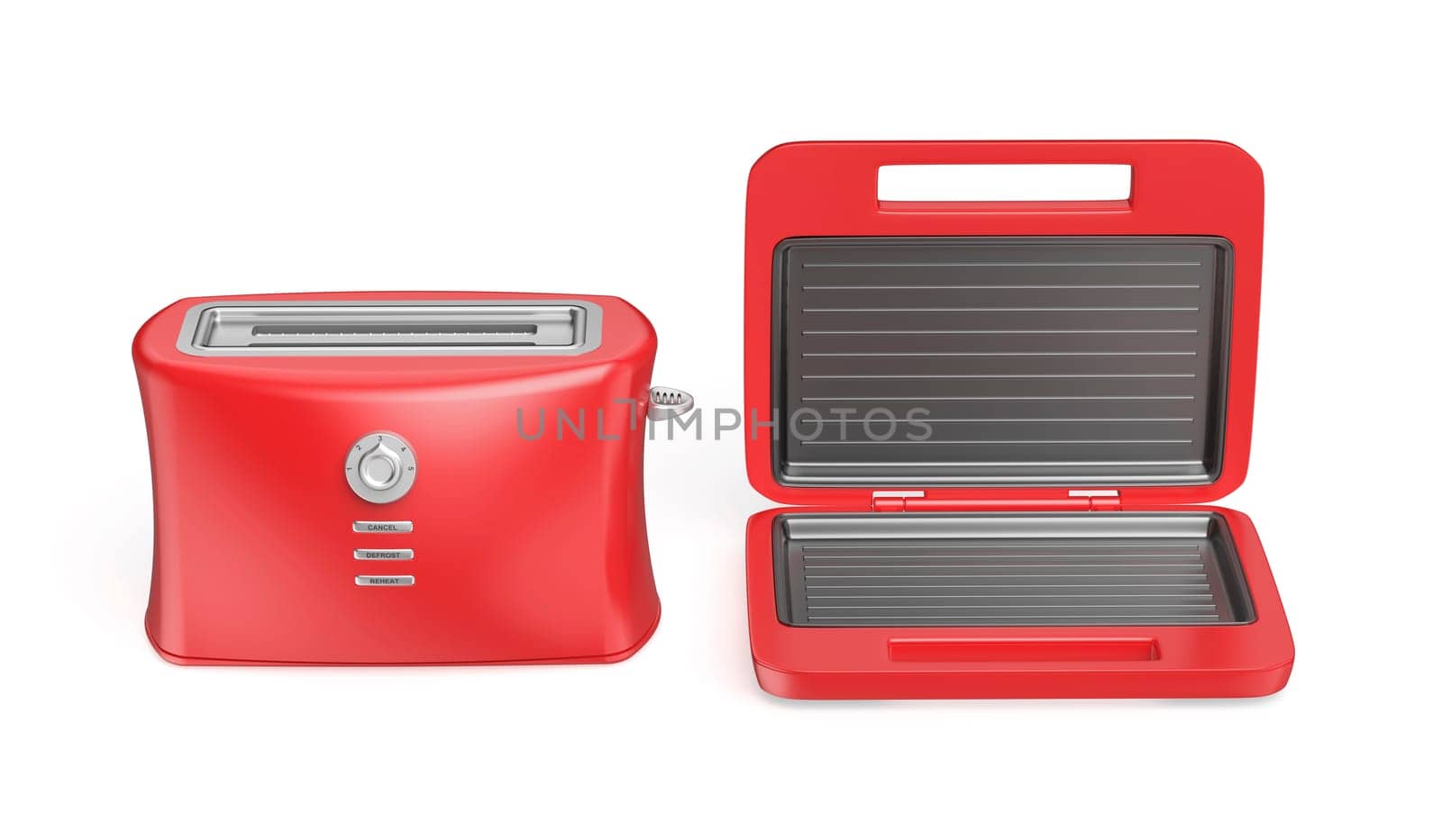 Red electric toaster and sandwich maker by magraphics