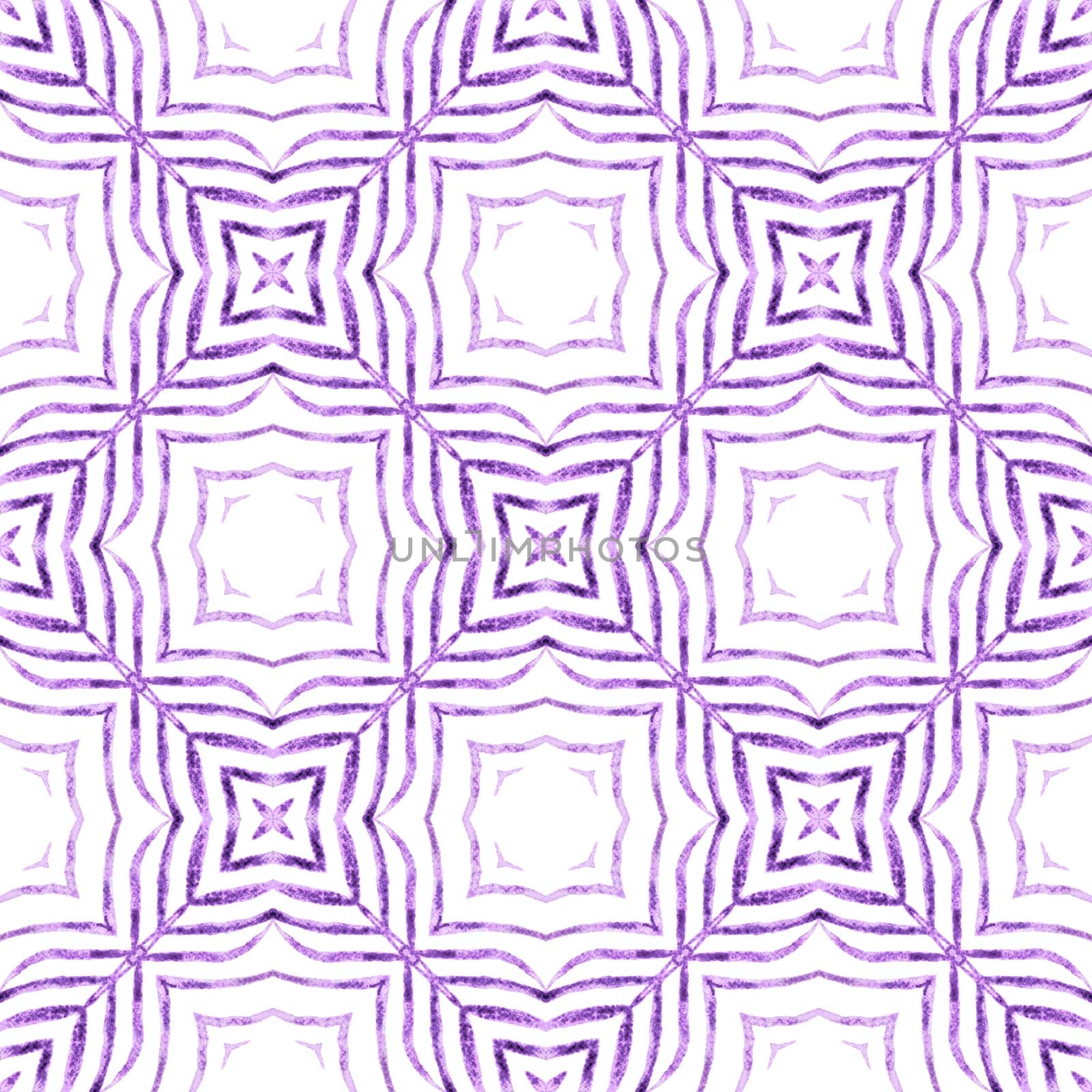 Medallion seamless pattern. Purple outstanding boho chic summer design. Watercolor medallion seamless border. Textile ready awesome print, swimwear fabric, wallpaper, wrapping.