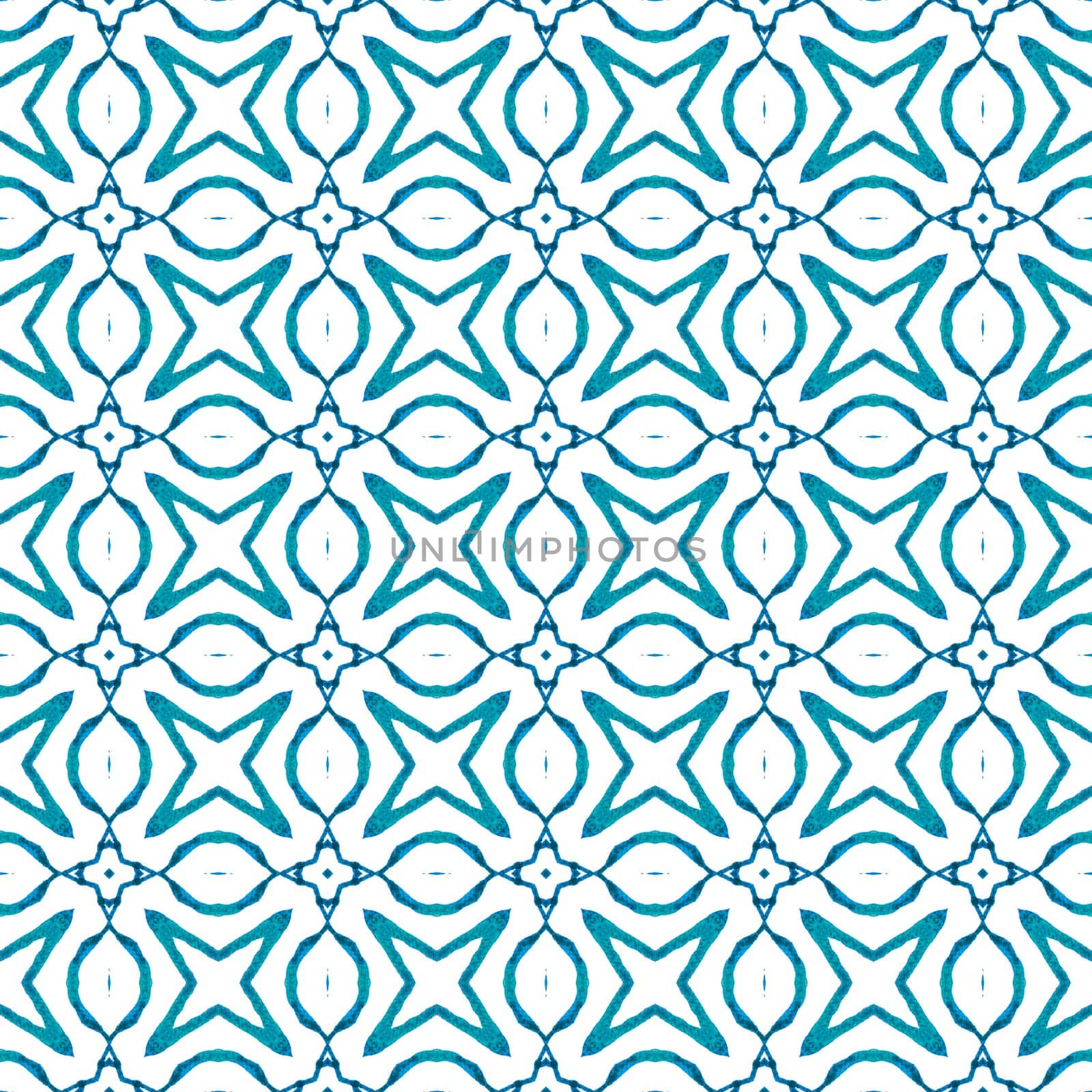 Green geometric chevron watercolor border. Blue lovely boho chic summer design. Textile ready wondrous print, swimwear fabric, wallpaper, wrapping. Chevron watercolor pattern.