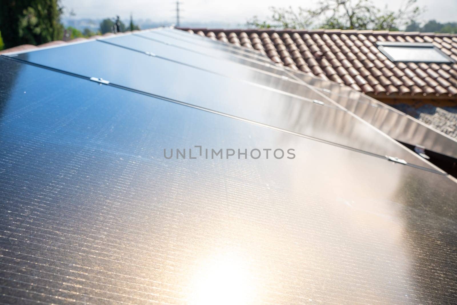 Close-up of Solar Photovoltaic panels. Renewable energy eco technology. High quality photo