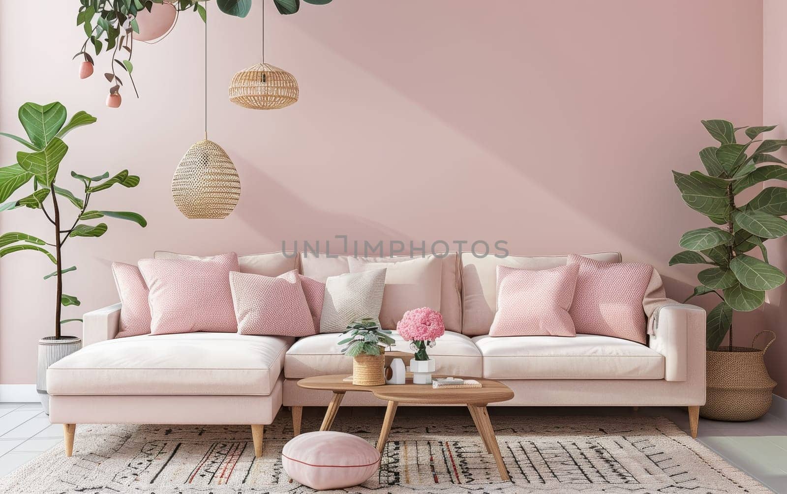 Natural elements and pastel tones offer a botanical bliss in a living room. by sfinks