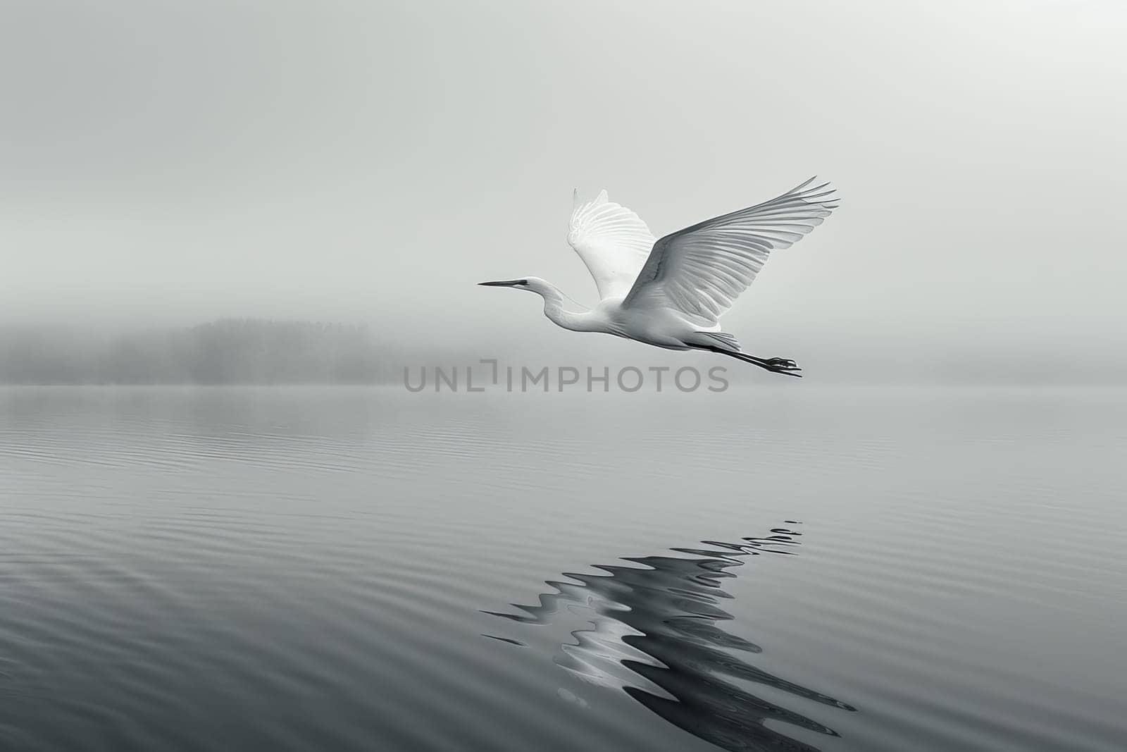 A white bird is flying over a body of water by itchaznong