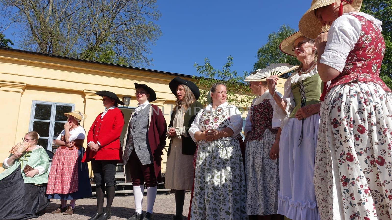 Uppsala, Sweden, May 18, 2024. A day at the Linnaeus Garden Party. 1700s theme. Waiting.
