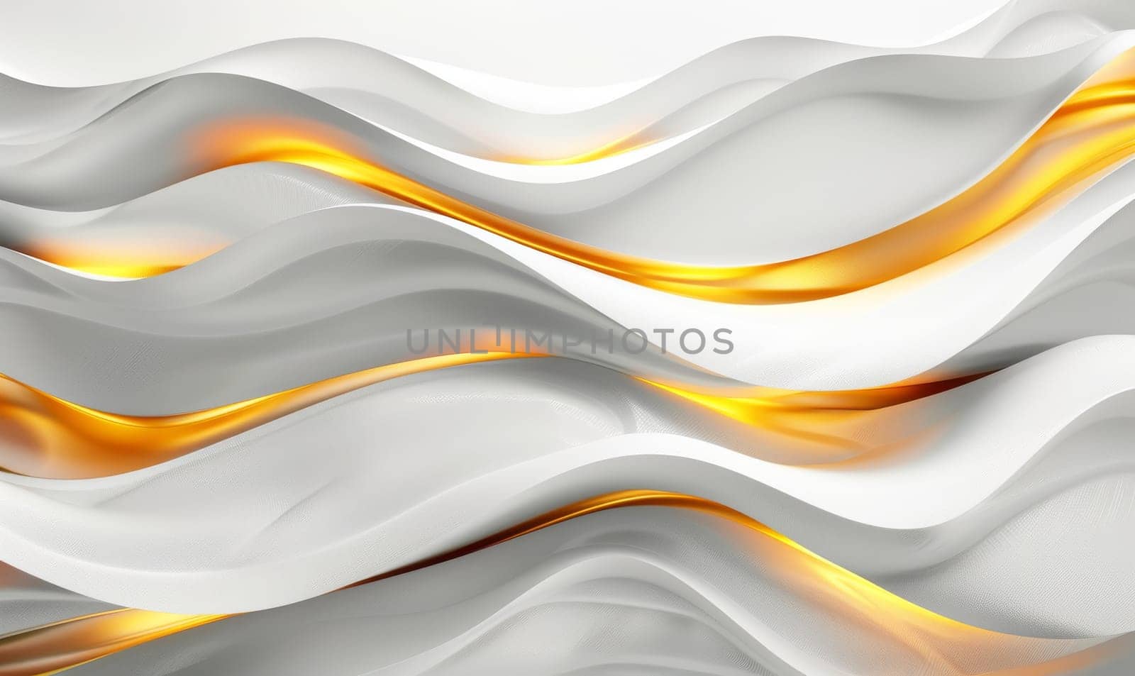 A white and gold wave pattern with a yellow stripe. The wave pattern is very smooth and has a shiny, reflective quality, illustrator background