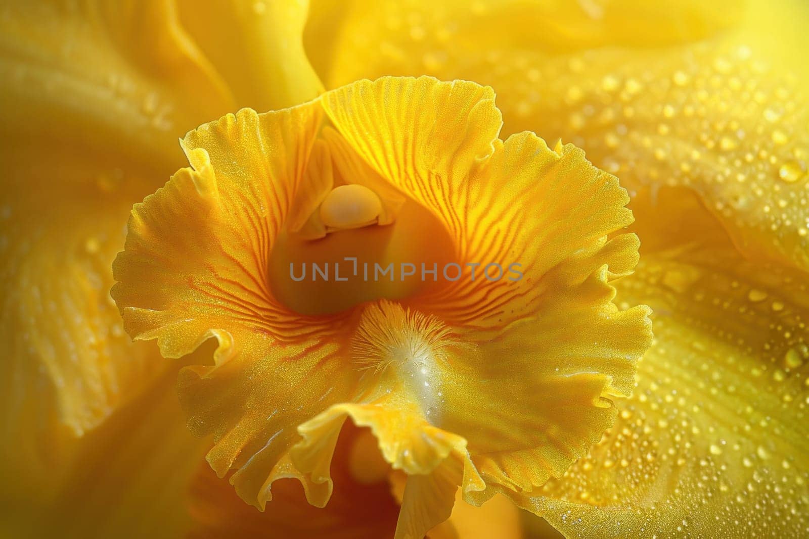 Yellow orchid with water droplets close up beauty of nature captured in detail and elegance