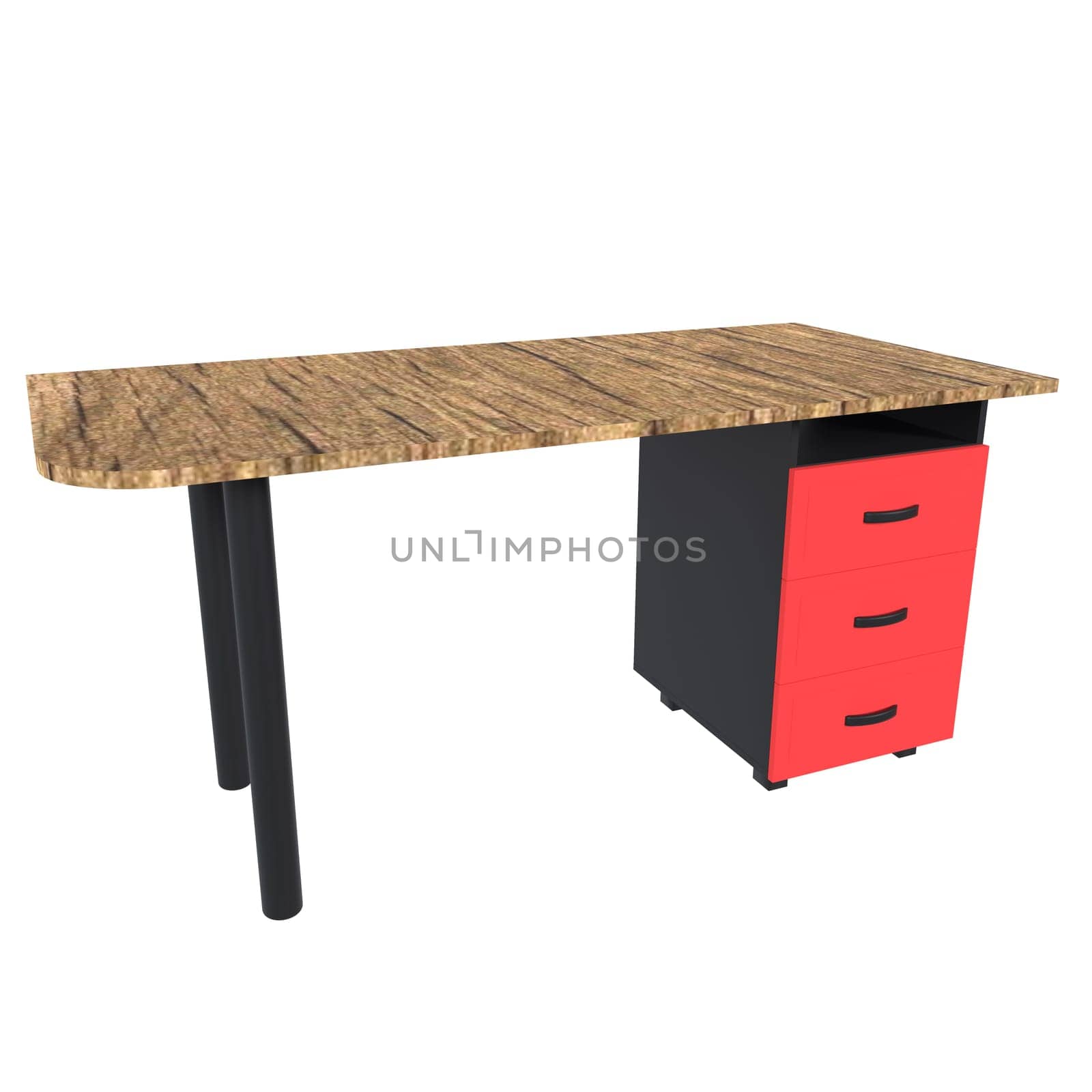 Office Desk isolated on white background. High quality 3d illustration
