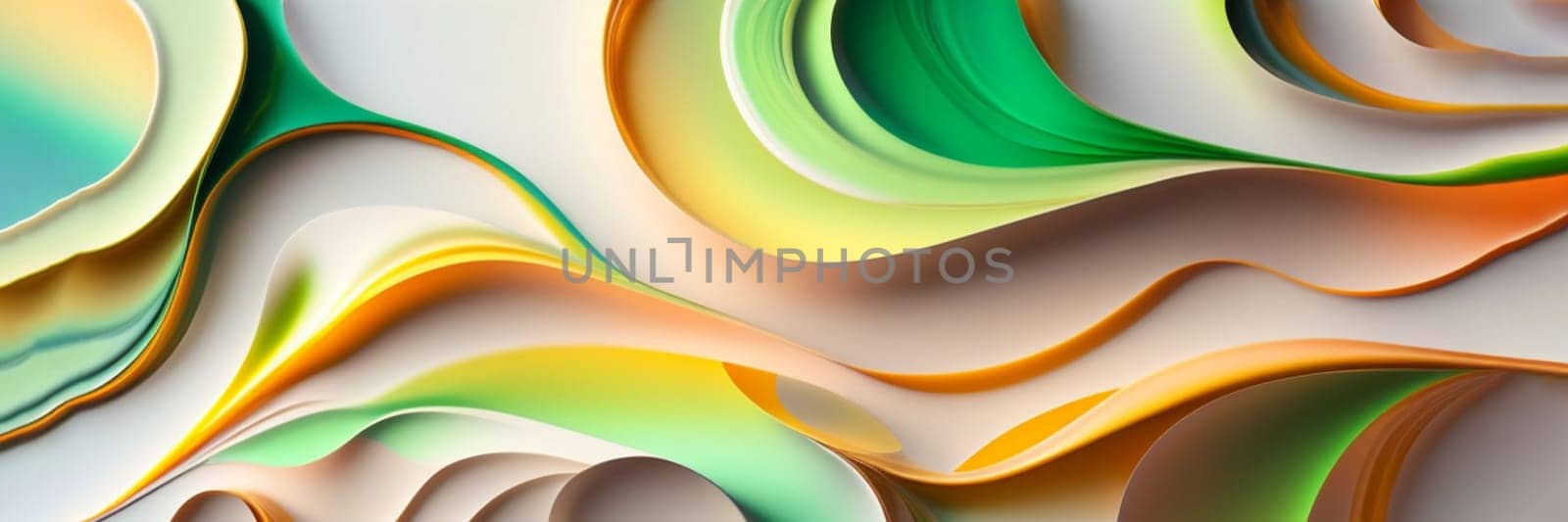 Spread-out acrylic paint. abstract background, made in the technique of fluid art. fashionable colorful background in green colors. Generative AI