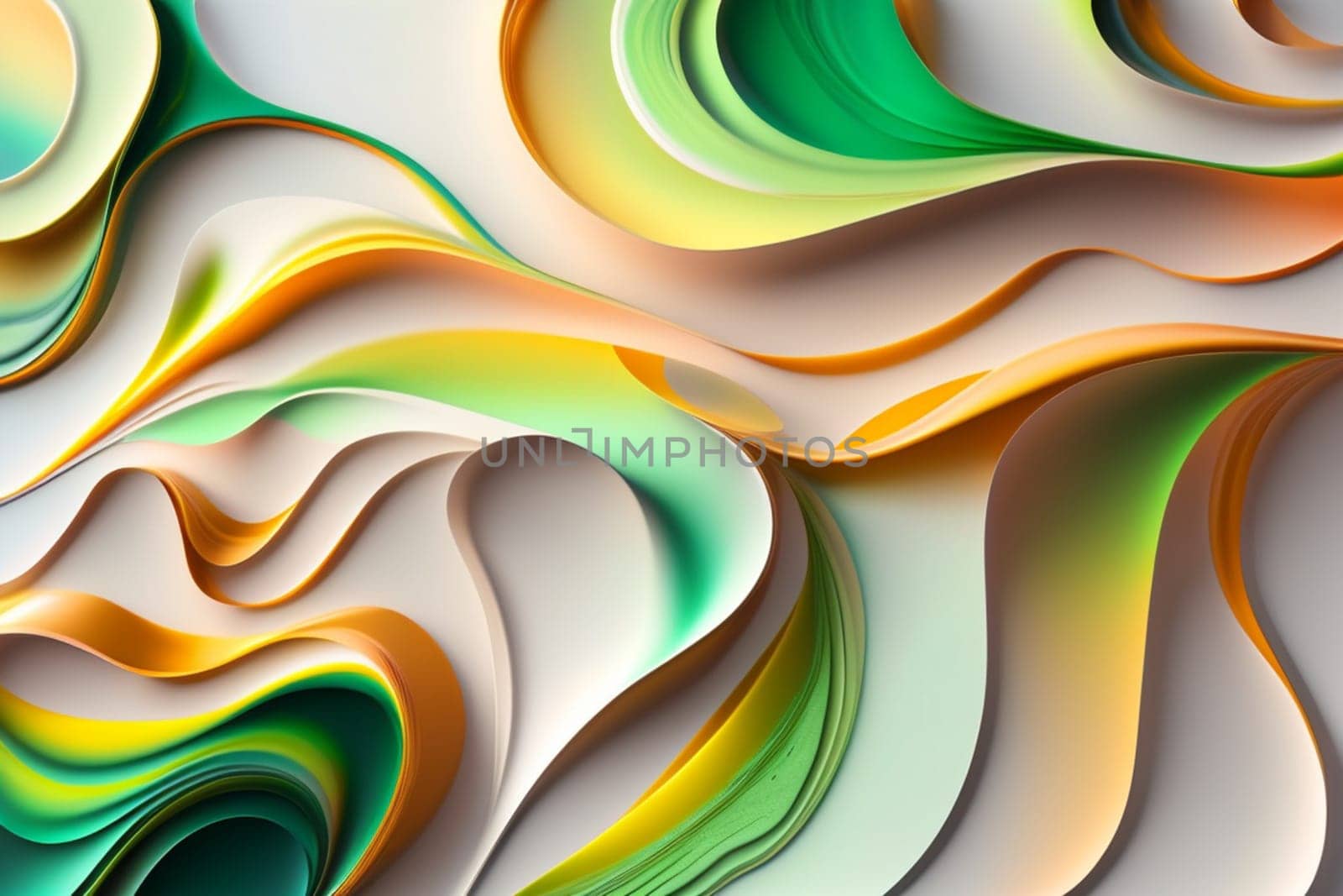 Spread-out acrylic paint. abstract background, made in the technique of fluid art. fashionable colorful background in green colors. Generative AI