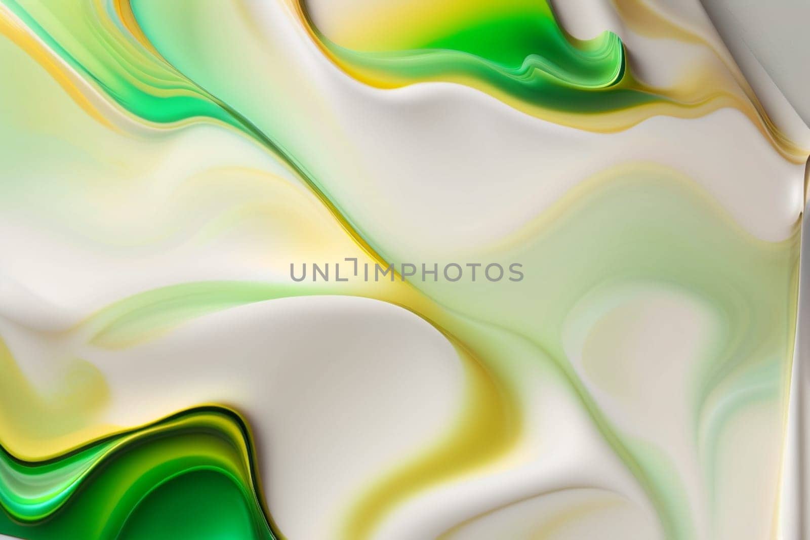 Spread-out acrylic paint. abstract background, made in the technique of fluid art. fashionable colorful background in green colors. Generative AI