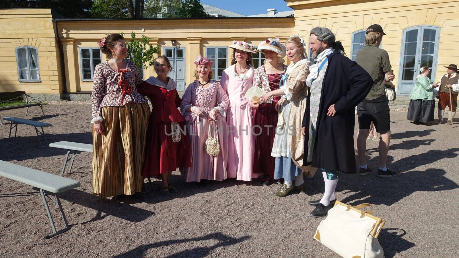 Uppsala, Sweden, May 18, 2024. A day at the Linnaeus Garden Party. 1700s theme. Pose.