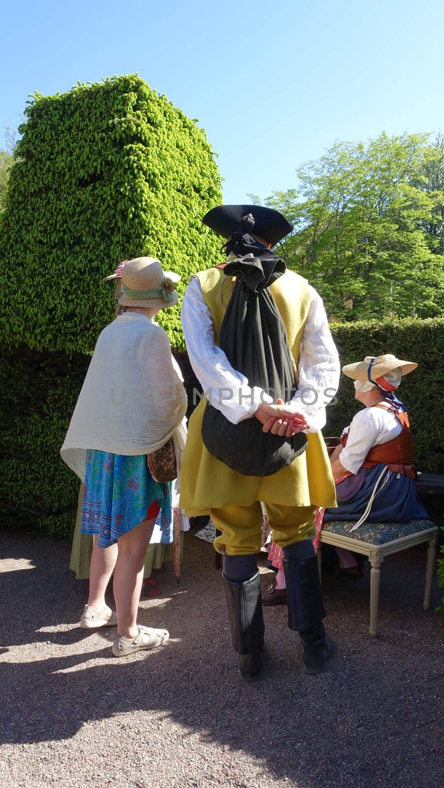 Uppsala, Sweden, May 18, 2024. A day at the Linnaeus Garden Party. 1700s theme. Behind.