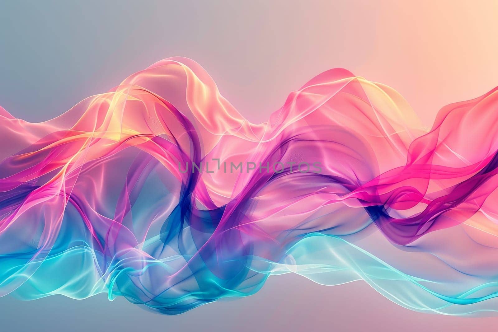 A colorful wave of light with a blue and pink hue. The wave is made up of many different colors and he is moving